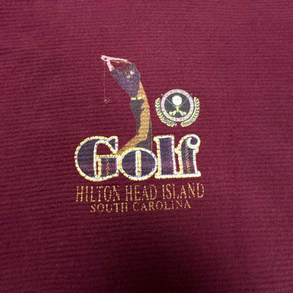 Vintage Hilton Head Island Crimson Red Golf Crewneck Sweatshirt Mens 2XL Jerzees - Picture 5 of 14